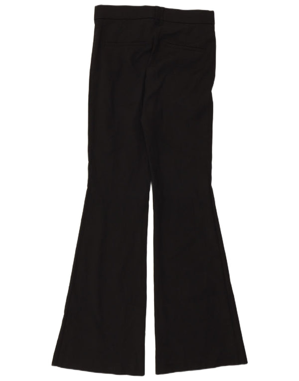 Zara Женские повседневные брюки-клеш среднего размера W28 L33, черные хлопковые