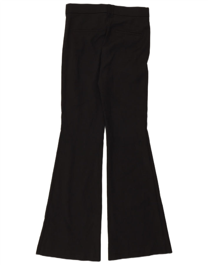 Zara Женские повседневные брюки-клеш среднего размера W28 L33, черные хлопковые