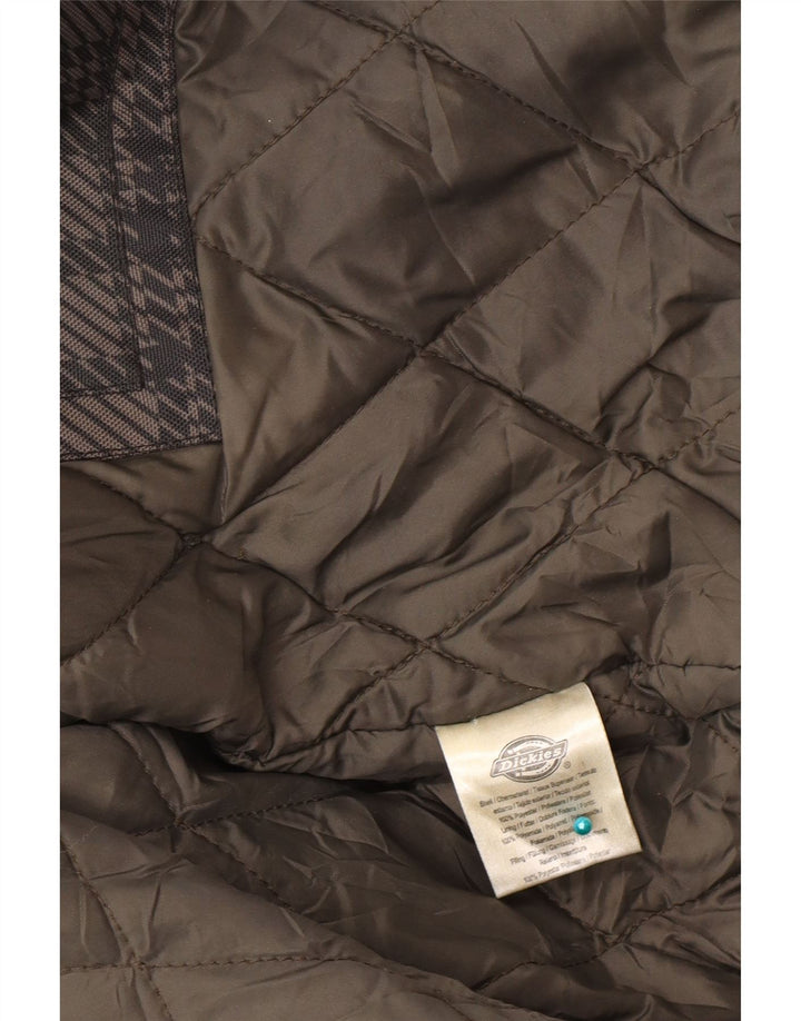Женская утепленная куртка-бомбер с капюшоном Dickies UK 14, большая серая с узором «гусиные лапки»