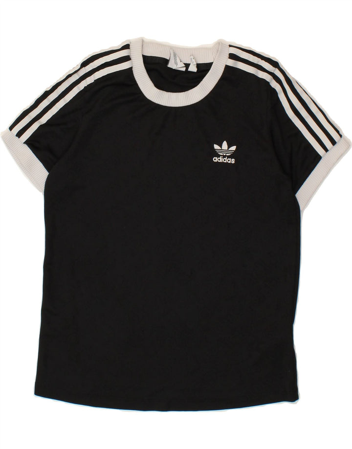 ADIDAS Womens T-Shirt Top UK 12 Medium Black Polyester Vintage Adidas and Second-Hand Adidas from Messina Hembry 