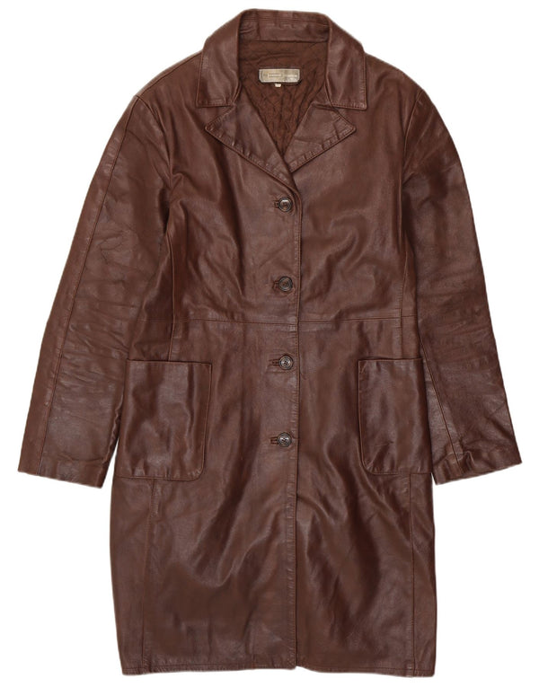 ВИНТАЖНОЕ женское кожаное пальто UK 18 XL Коричневое кожаное