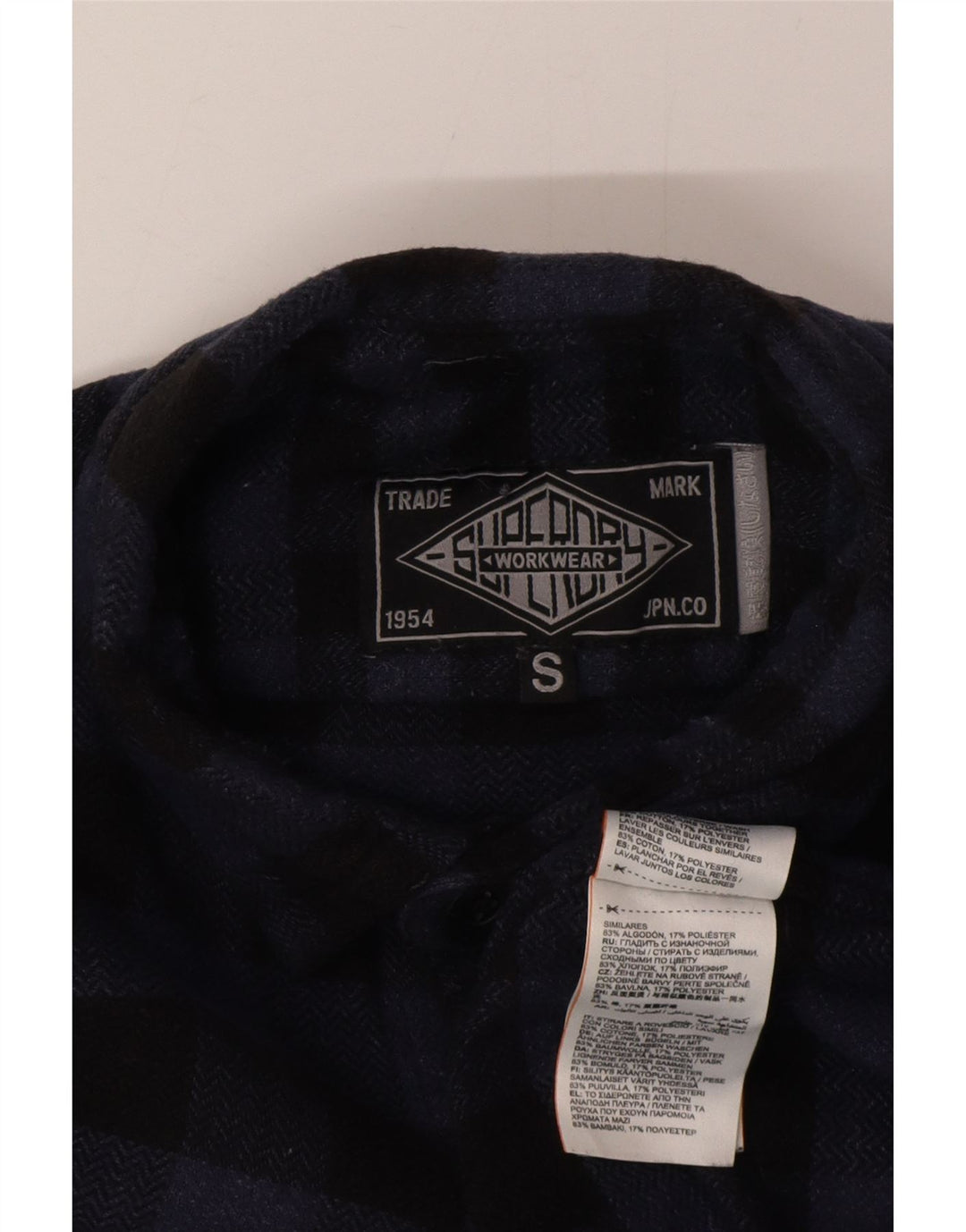 Мужская фланелевая рубашка Superdry, маленькая, темно-синяя, в клетку, хлопок