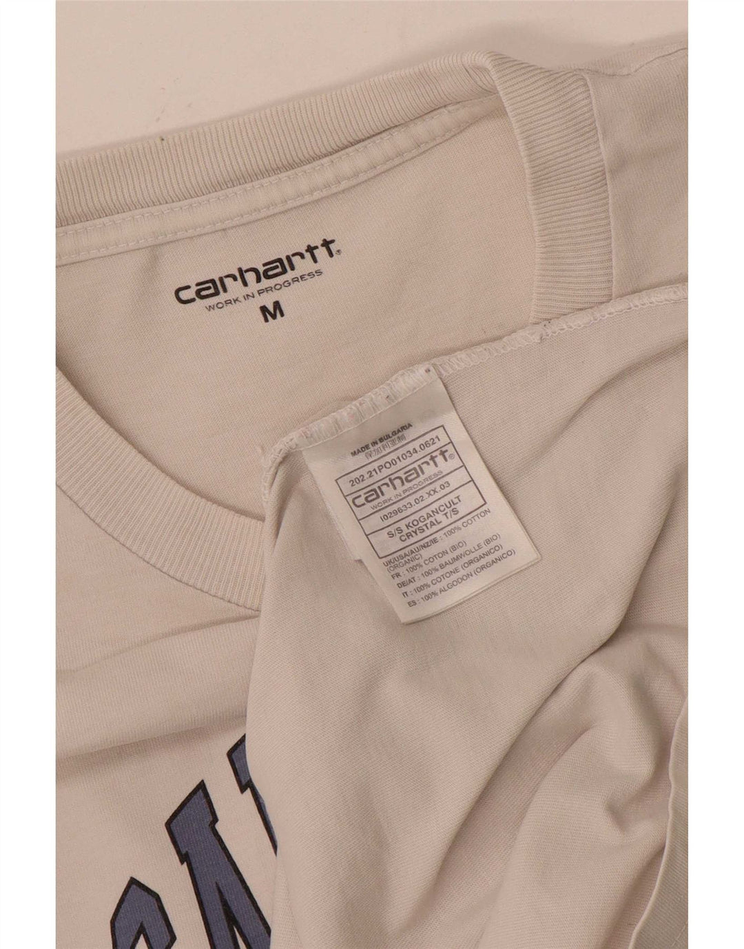 Мужская футболка с рисунком Carhartt из хлопка среднего размера белого цвета