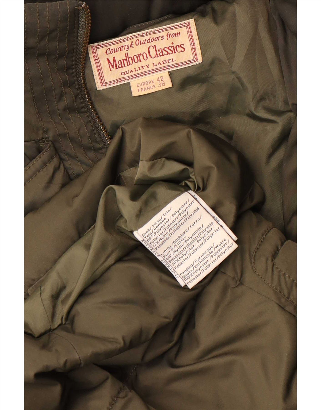 Женское стеганое пальто с капюшоном Marlboro Classics EU 38, средний цвет хаки, полиэстер