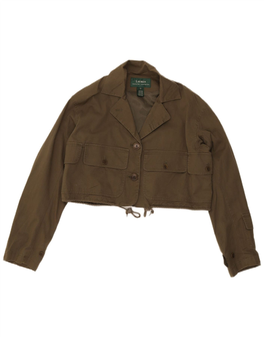 Женская укороченная куртка Ralph Lauren, размер 10, малый, хлопок цвета хаки, хлопок