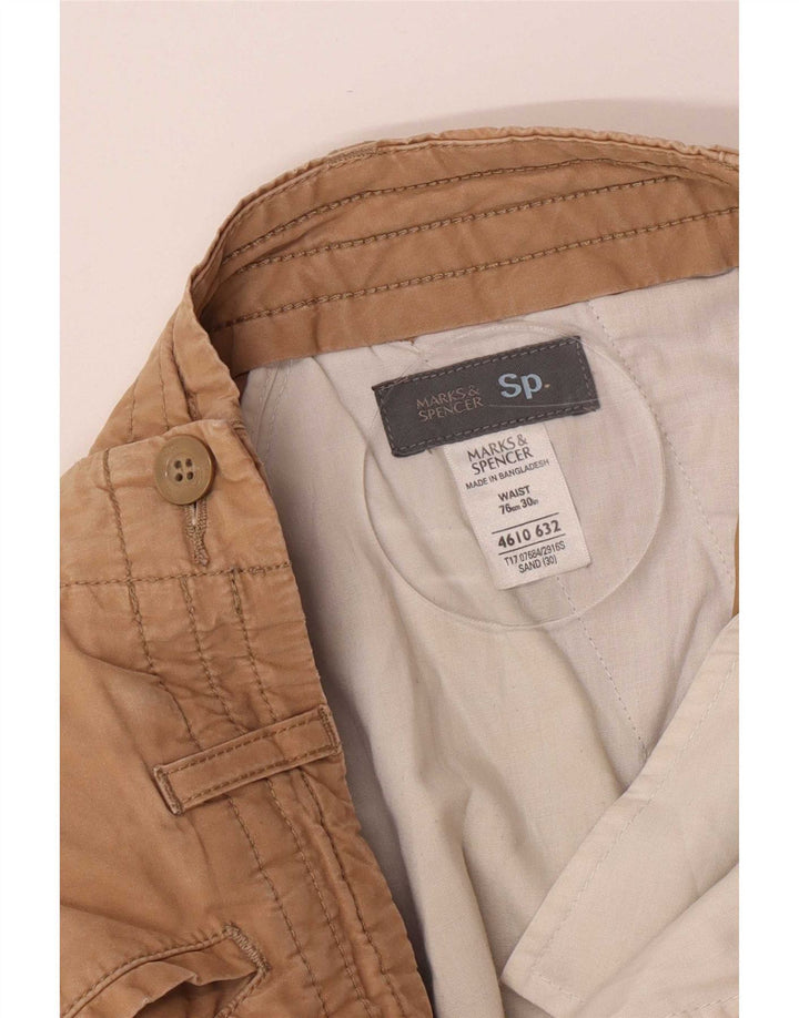 Мужские шорты-бермуды Marks & Spencer W30, средний, бежевый, хлопок