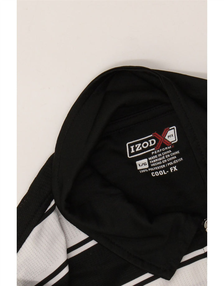 IZOD Мужская рубашка-поло для регби, большая черная полоска из полиэстера