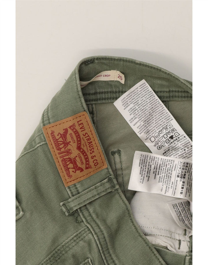 Женские укороченные прямые джинсы LEVI'S 724 с высокой посадкой W25 L25, зеленый хлопок