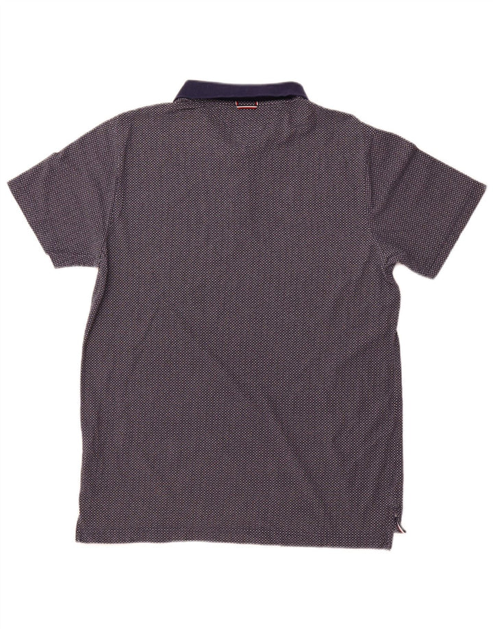 TOMMY HILFIGER Мужская рубашка-поло XL Темно-синяя пятнистая хлопковая ткань