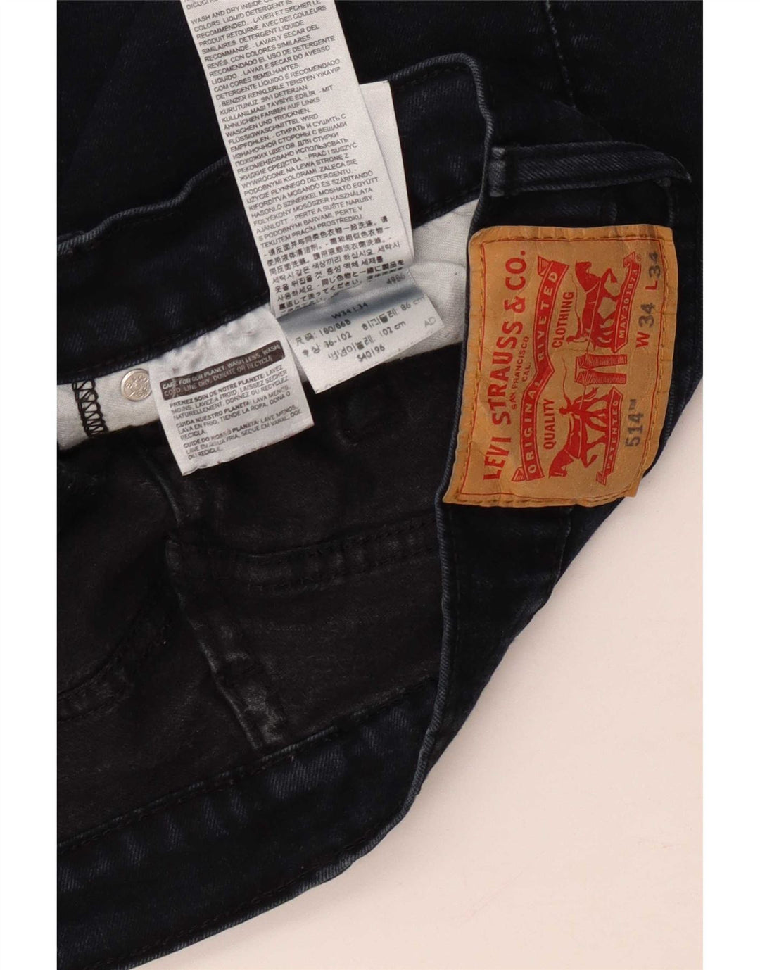 Мужские прямые джинсы Levi's 514 W34 L34 темно-синие, хлопок