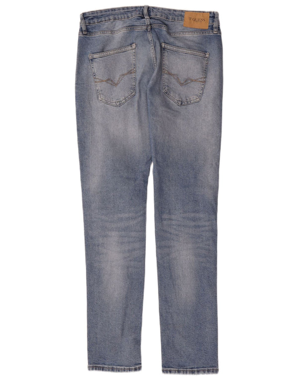 Женские узкие зауженные джинсы Guess W32 L34 синие из полиэстера