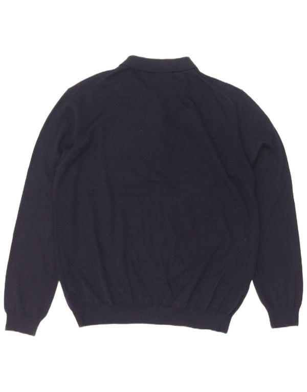 Marks & Spencer Mens Polo Neck Jumper Sweater XL Navy Blue Acrylic