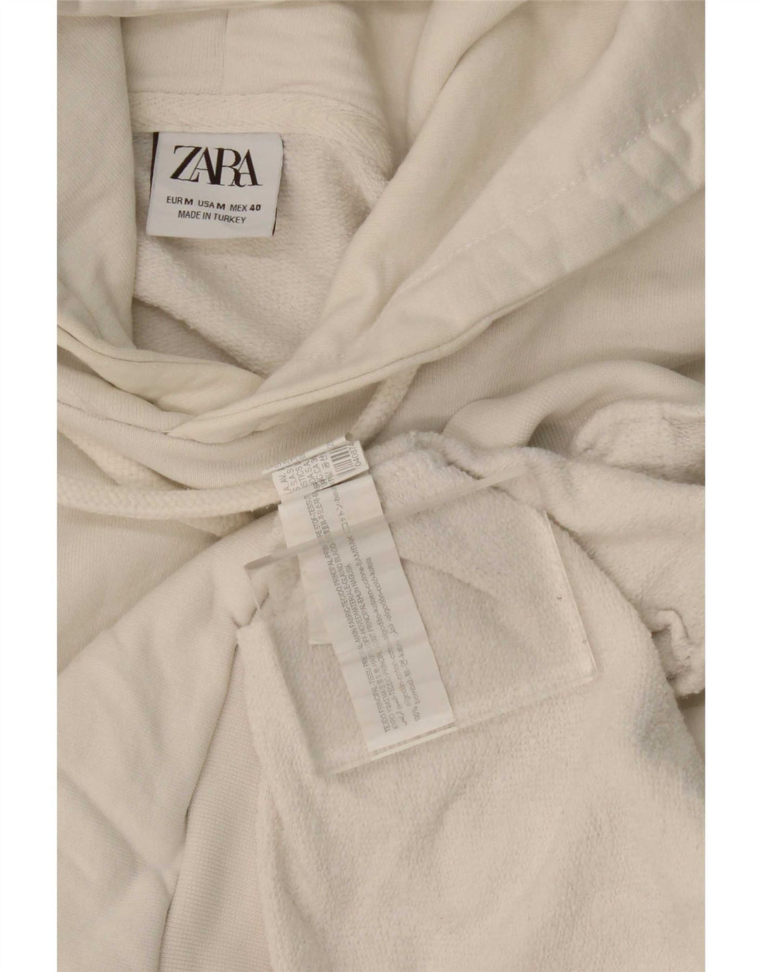 Мужской джемпер с капюшоном Zara среднего размера, белый хлопок