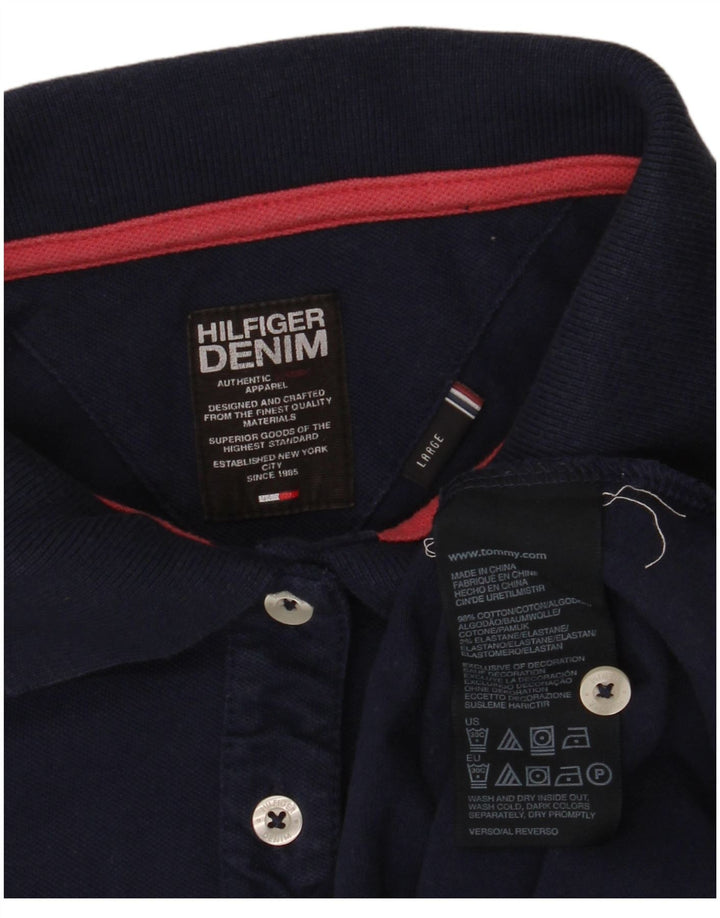 Женская рубашка-поло TOMMY HILFIGER UK 14, большой размер, темно-синий, хлопок