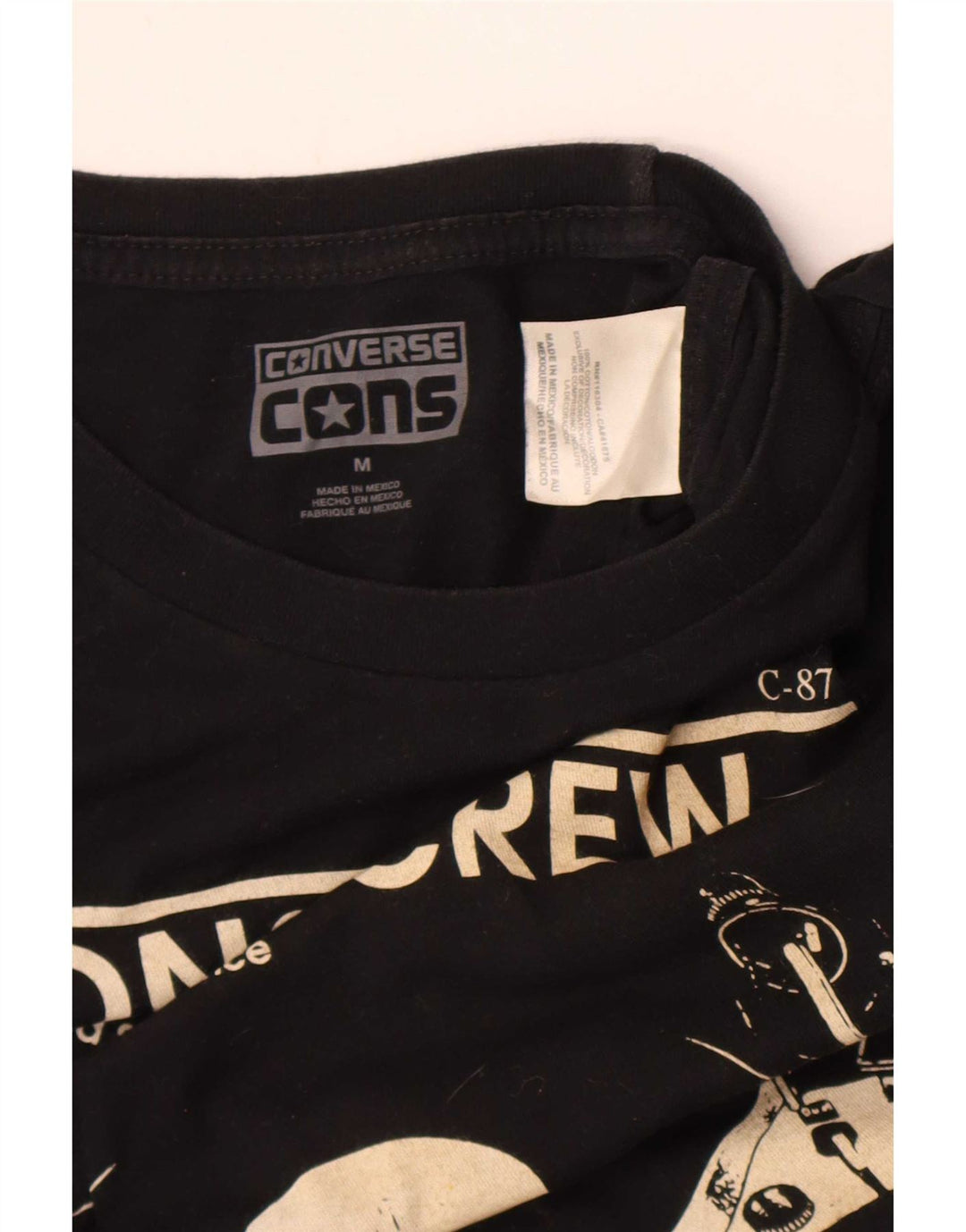 Мужская футболка Converse Regular с рисунком, черный, хлопковый, средний размер, музыка