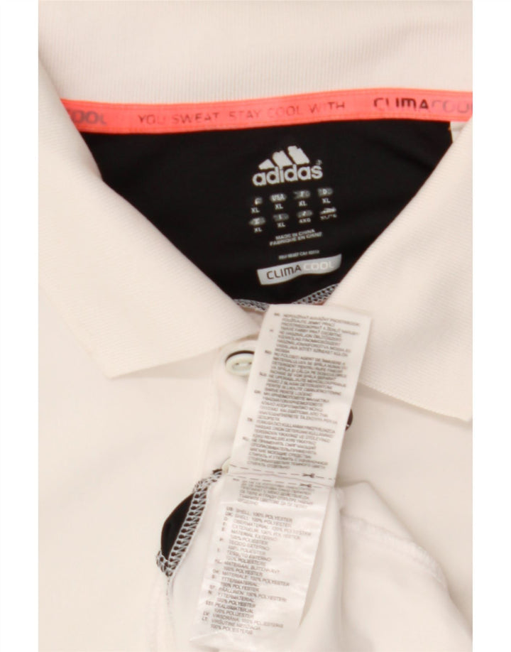 Мужская рубашка-поло ADIDAS Climacool XL, полиэстер белого цвета с цветными блоками