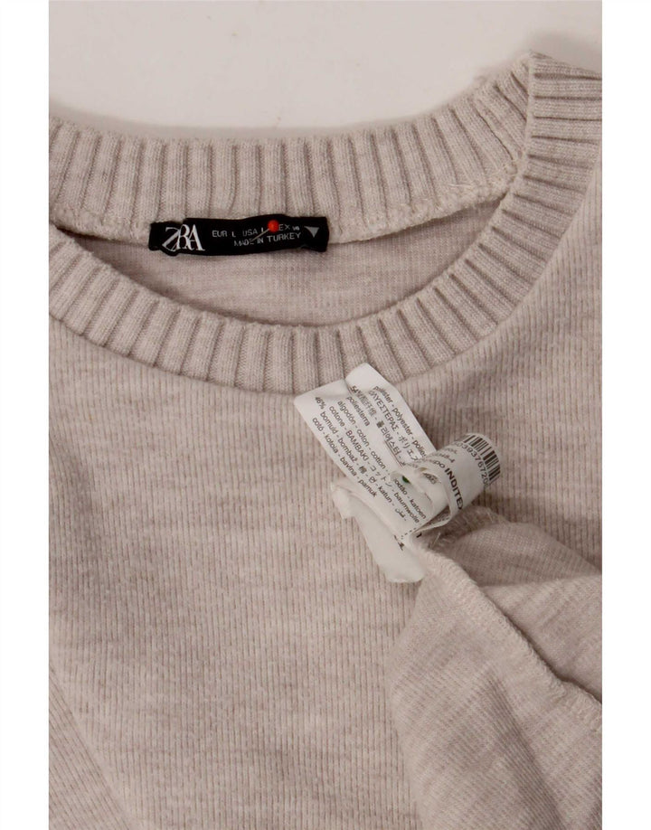 Женская укороченная блузка Zara UK 16, большой бежевый полиэстер
