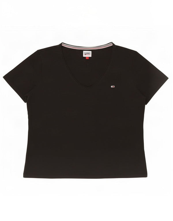 Женская футболка Tommy Hilfiger Top UK 16, большой черный хлопок