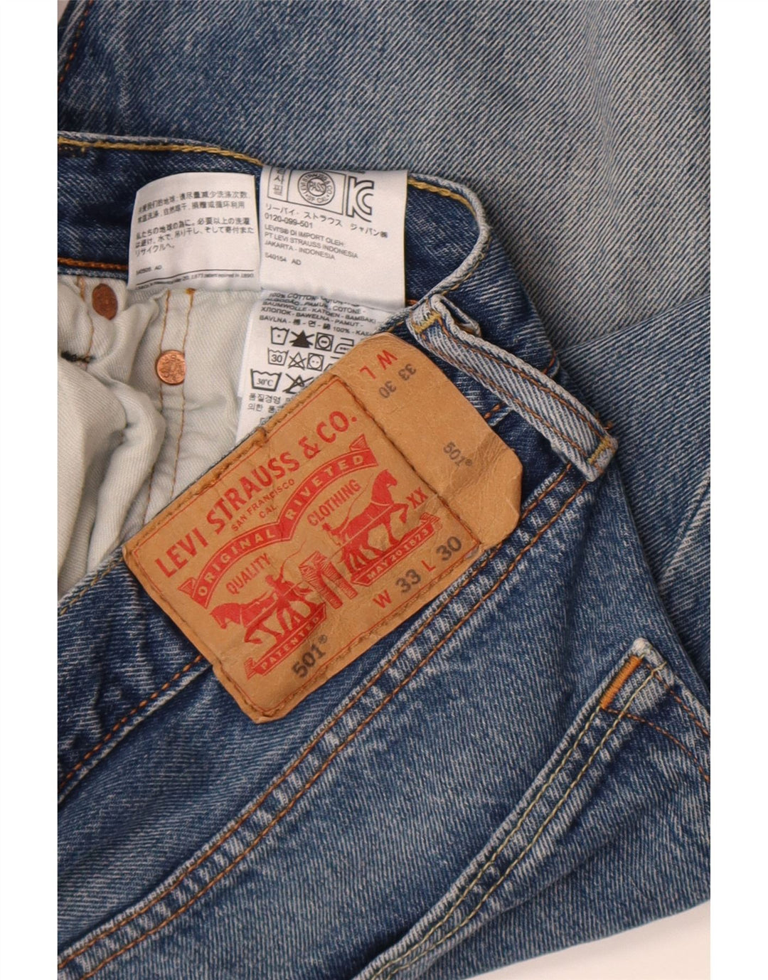 Мужские прямые джинсы Levi's 501 W33 L30 синие, хлопок