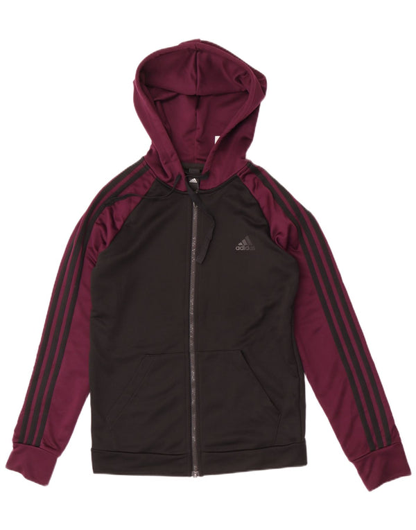 Женский свитер с капюшоном на молнии Adidas UK 12/14, средний черный, цветной блок