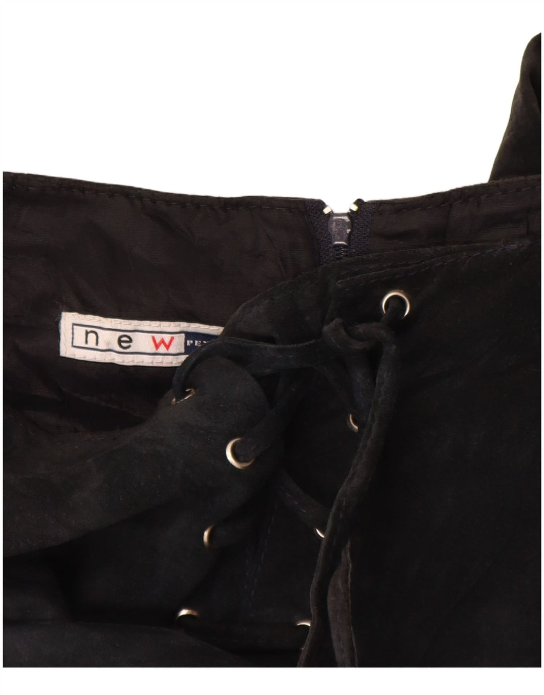 ВИНТАЖНАЯ женская замшевая макси-юбка UK 10, маленькая W26, черная кожа