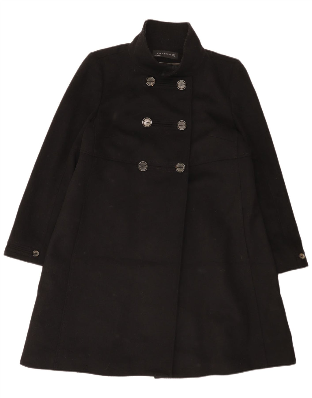 Женское двубортное пальто Zara UK 14, средний черный