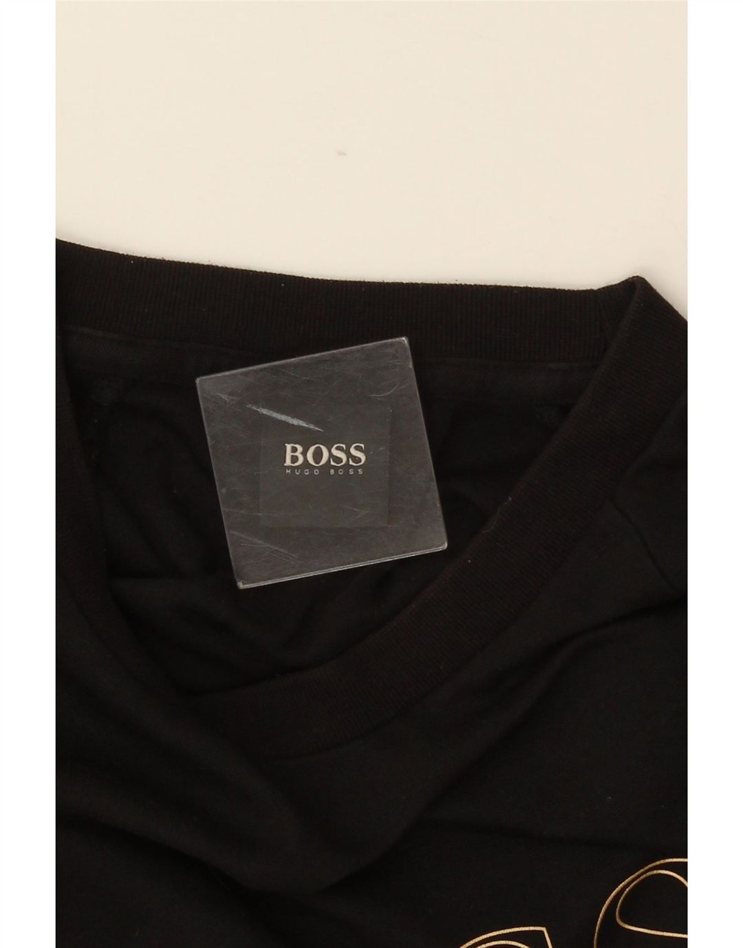 Мужской свитшот с рисунком HUGO BOSS, джемпер среднего размера, черный, хлопок