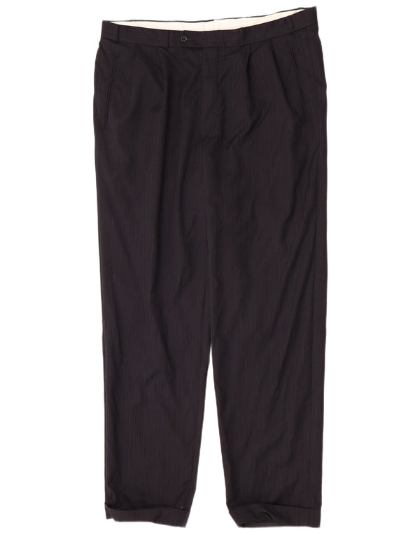 Мужские костюмные брюки Yves Saint Laurent EU 54 2XL W38 L34 Темно-синие в тонкую полоску