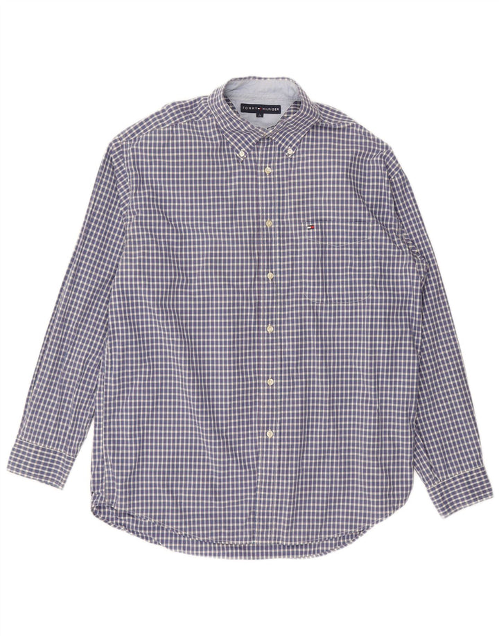 TOMMY HILFIGER Mens Grant Fit Shirt Large Blue Check Cotton