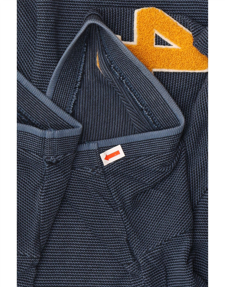 SUPERDRY Мужская классическая рубашка-поло с рисунком 3XL, темно-синяя в тонкую полоску