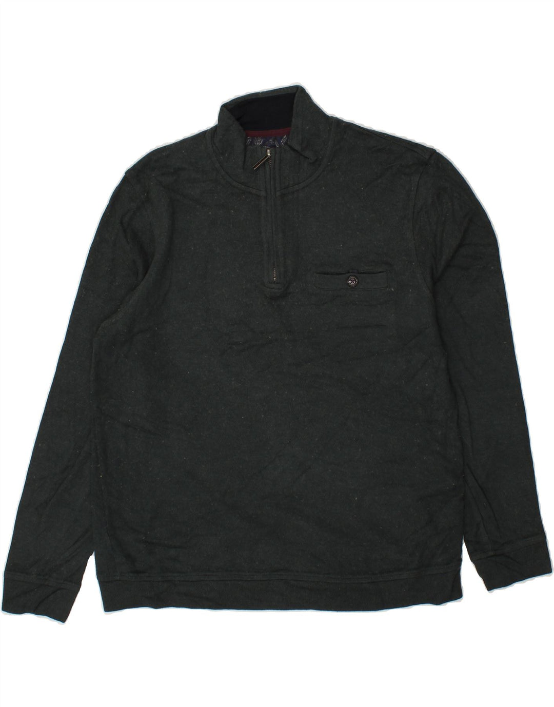 TED BAKER Mens Zip Neck Sweatshirt Jumper Size 3 Medium Green Viscose Vintage Ted Baker and Second-Hand Ted Baker from Messina Hembry 