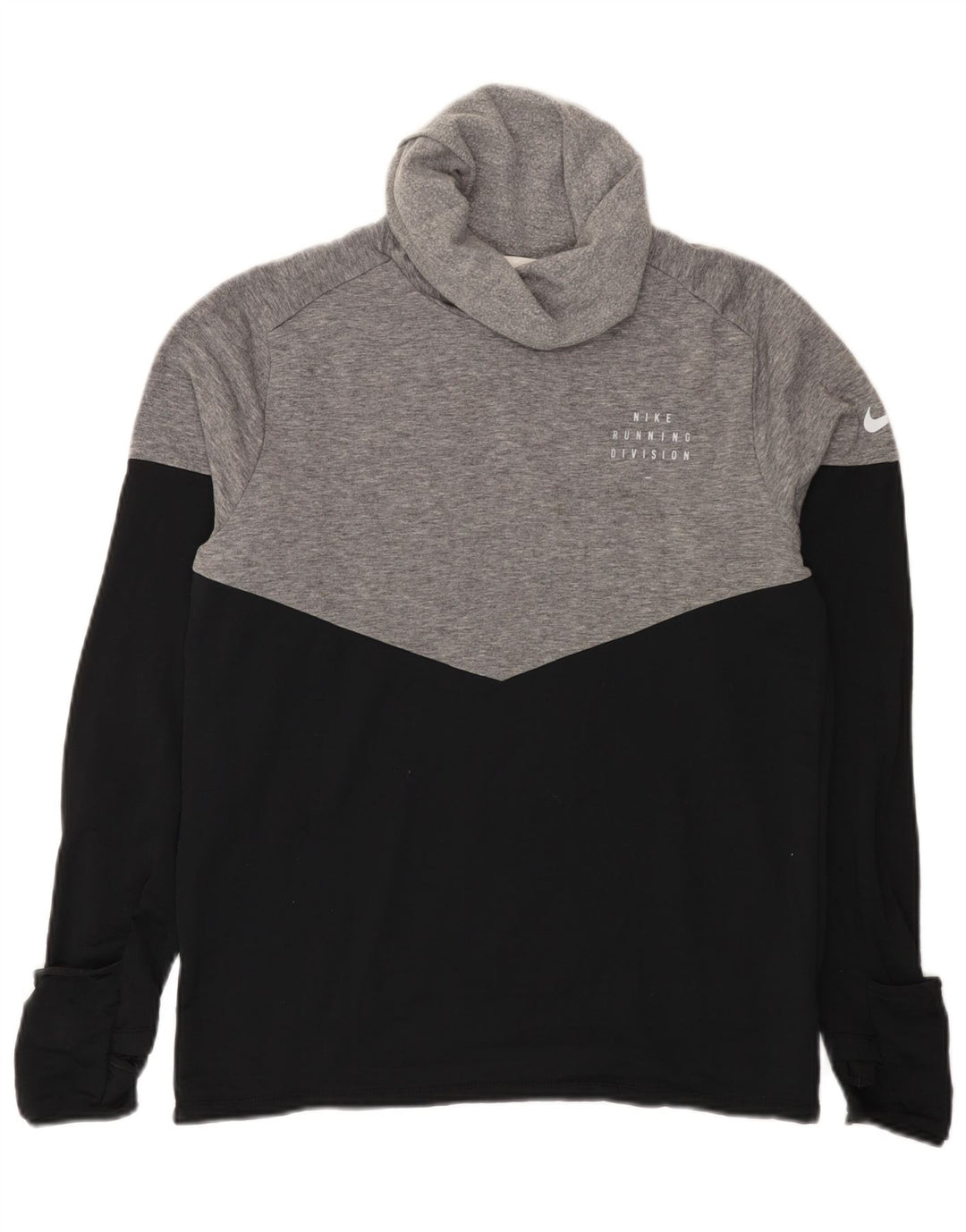 Мужской топ с высоким воротником Nike Therma-Fit с длинным рукавом, средний черный, цветной блок