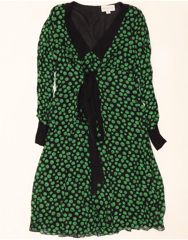 Женское платье-трапеция с длинным рукавом Max Mara Intrend UK 12, средний черный в пятнышко