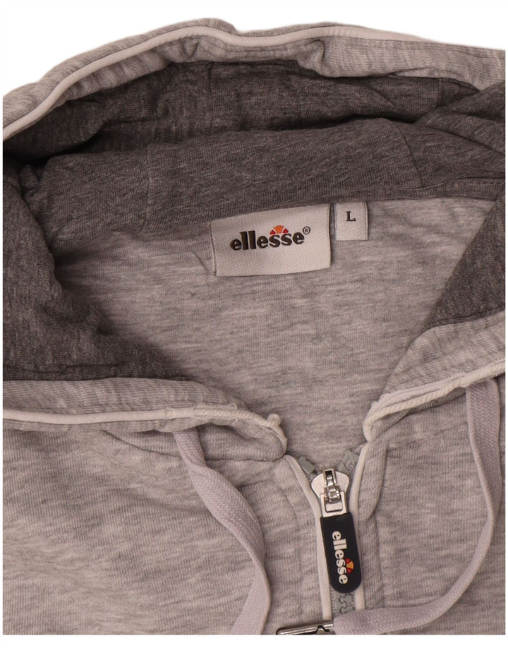 Ellesse Мужской свитер с капюшоном и молнией с графическим рисунком, большой серый хлопок