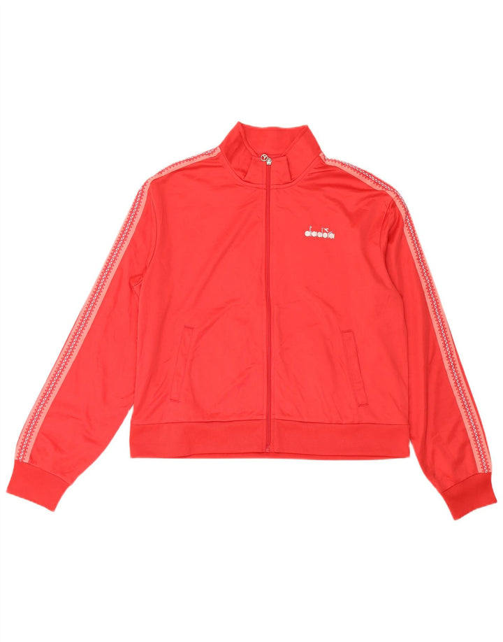 Женский спортивный костюм Diadora с графическим рисунком, верхняя куртка UK 18 XL, красный полиэстер