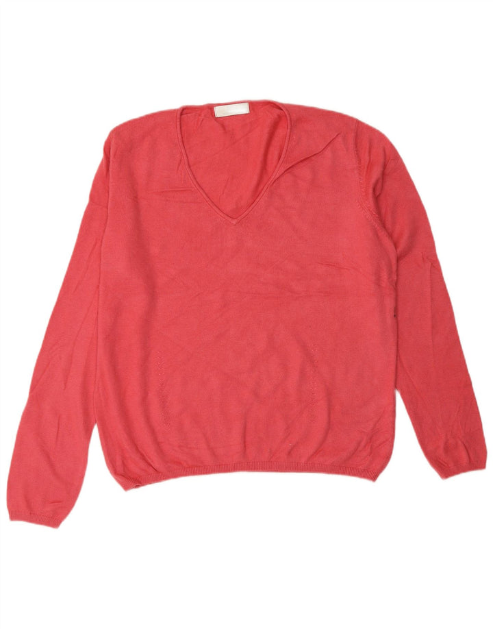 Женский джемпер с v-образным вырезом MARKS & SPENCER UK 16, большой розовый вискоза