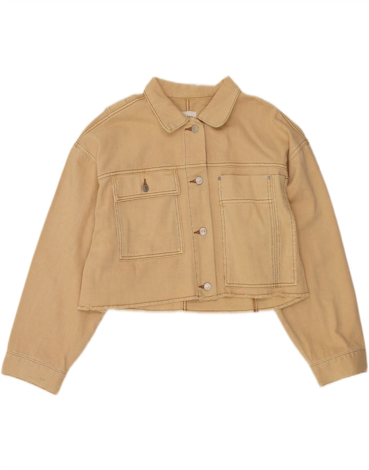 ZARA Womens Crop Denim Jacket UK 16 Large Yellow Vintage Zara and Second-Hand Zara from Messina Hembry 