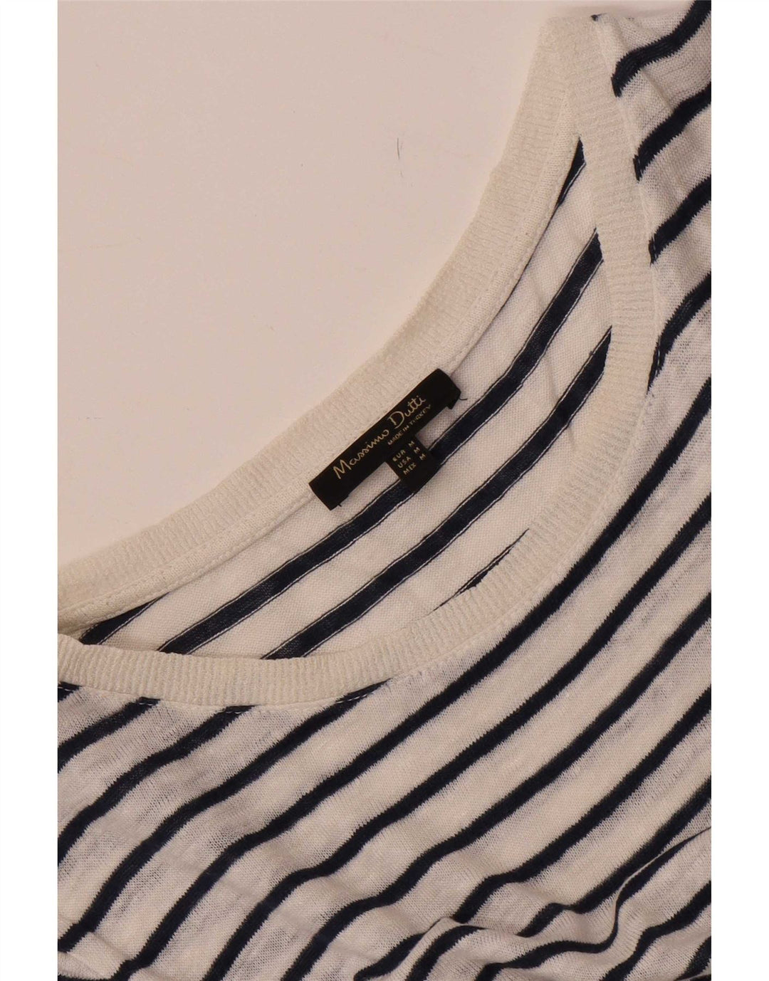 Женская футболка Massimo Dutti Top UK 14 Medium Белая Полосатая