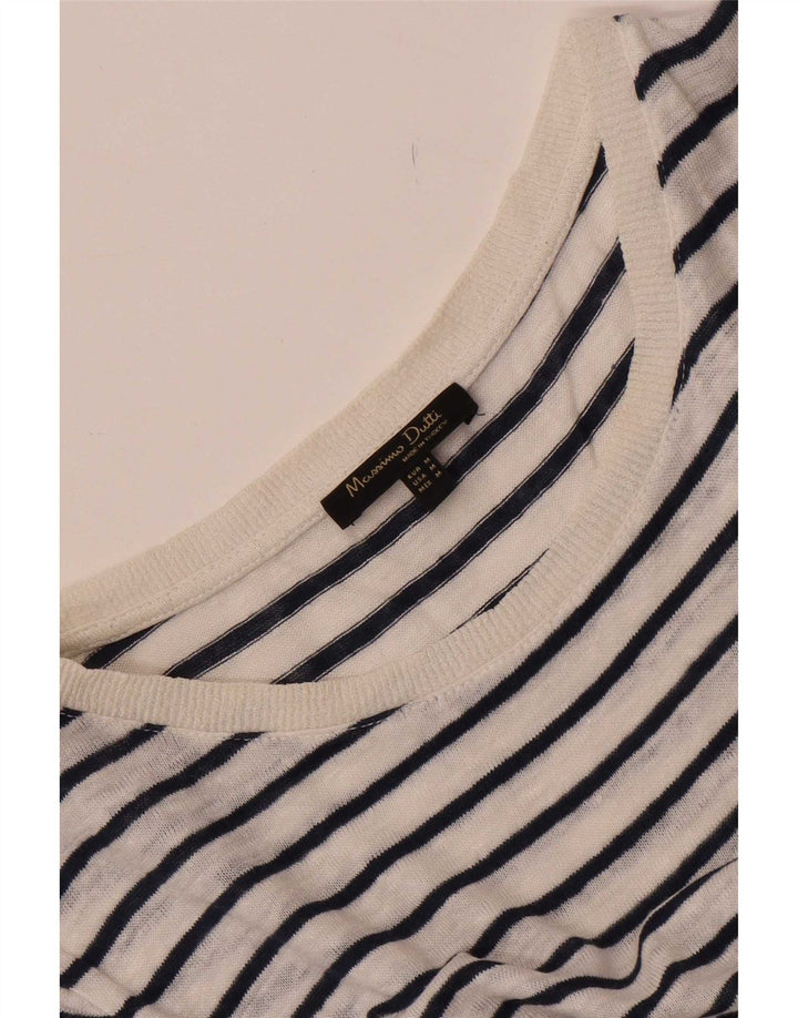 Женская футболка Massimo Dutti Top UK 14 Medium Белая Полосатая