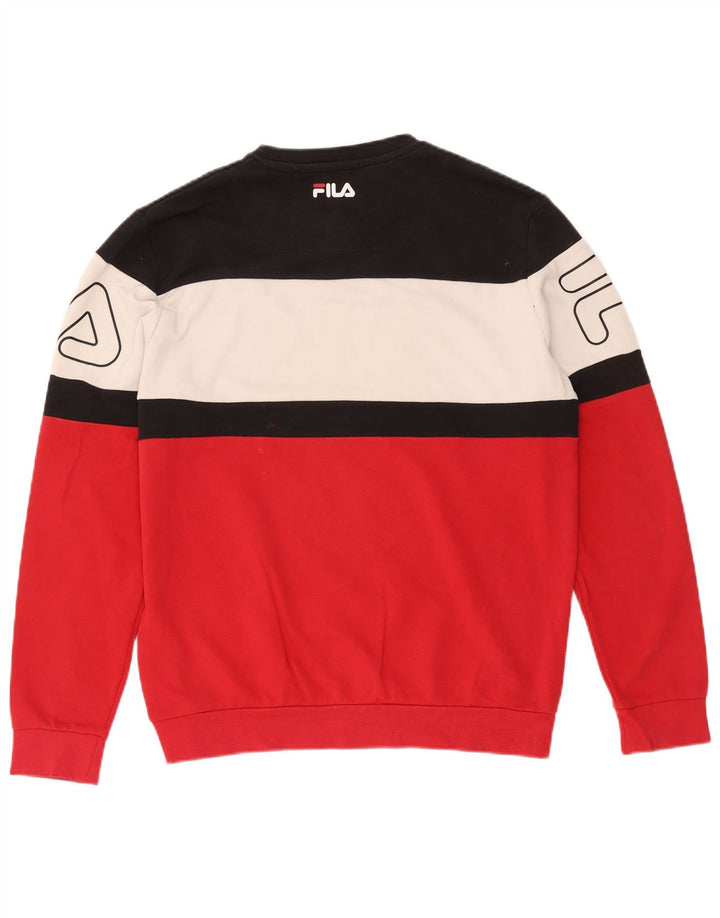 Fila Мужской свитшот с графическим рисунком, большой красный хлопковый джемпер с цветными блоками