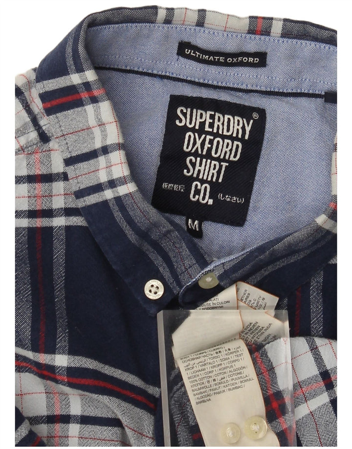Superdry Мужская фланелевая рубашка с коротким рукавом, средний темно-синий клетчатый хлопок