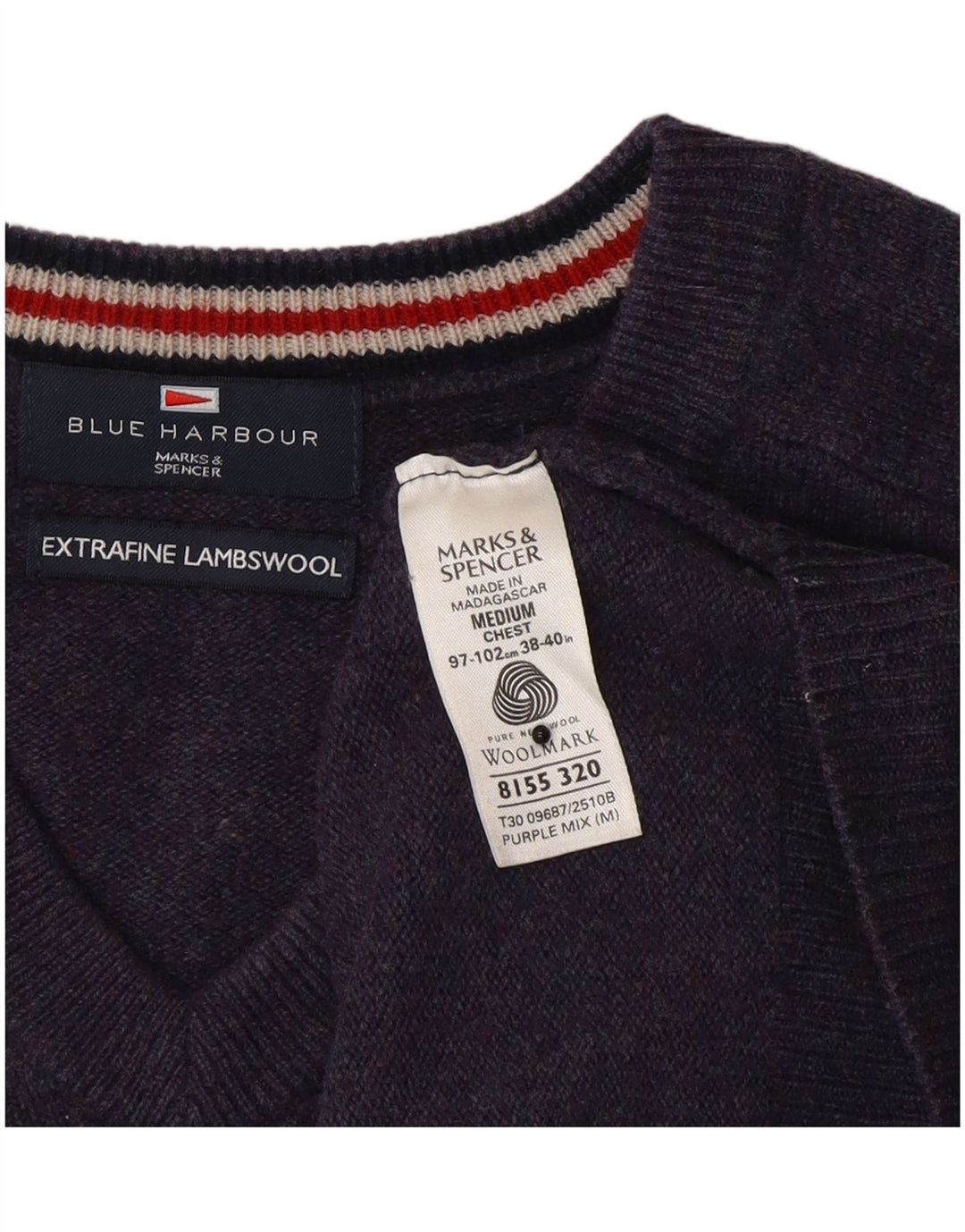 Мужской джемпер с v-образным вырезом Marks & Spencer Blue Harbour, средний фиолетовый