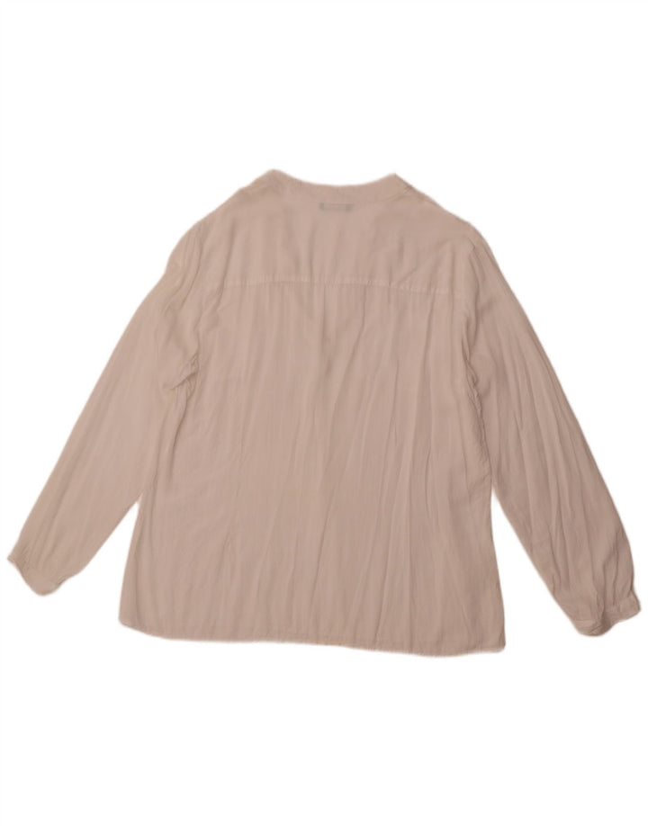 BENETTON Женская блузка с длинным рукавом, топ UK 18 XL, белый