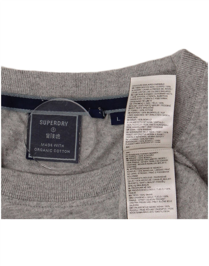 SUPERDRY Мужская футболка из хлопка большого размера серого цвета с крапинками