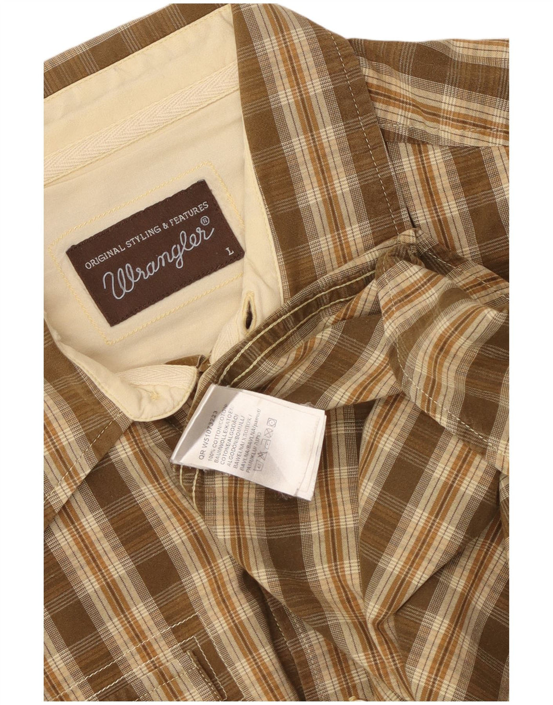 Мужская рубашка Wrangler, большая коричневая клетка в клетку, хлопок