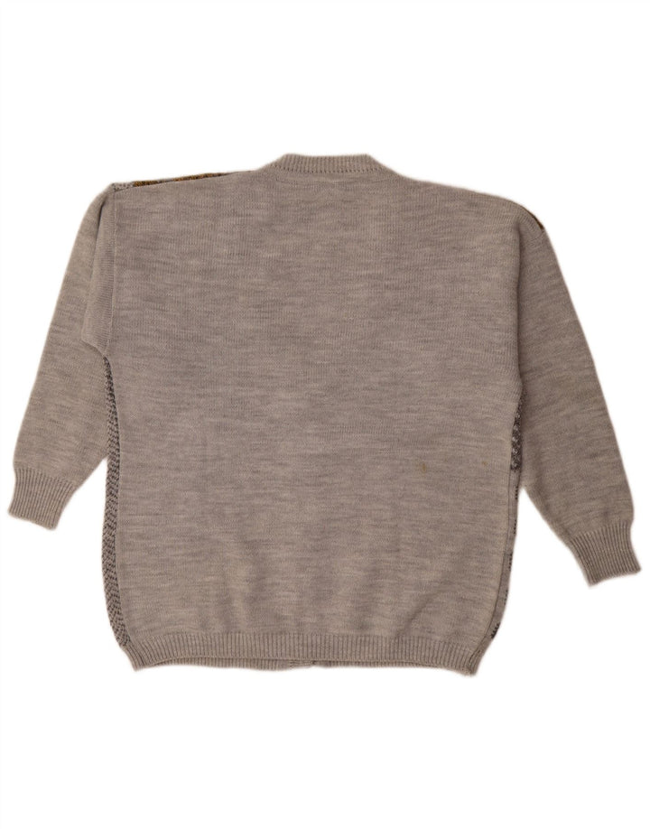 Винтажный женский кардиган-свитер UK 18 XL, серый пэчворк