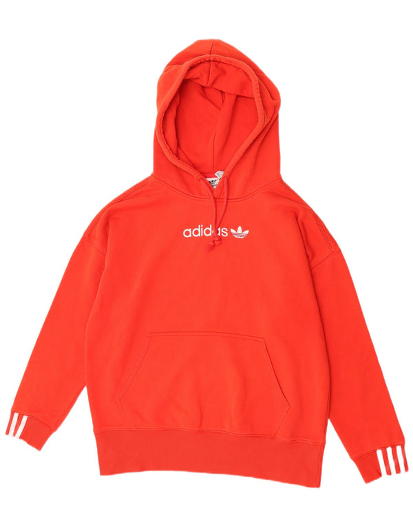Женский джемпер с капюшоном Adidas Oversized с рисунком UK 8, маленький красный, хлопковый