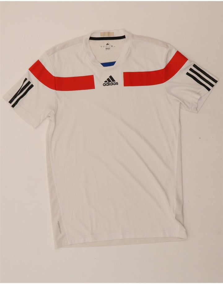 ADIDAS Mens Climacool T-Shirt Top Small White Colourblock Polyester Vintage Adidas and Second-Hand Adidas from Messina Hembry 