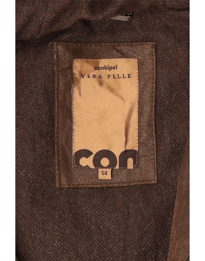 Conbipel Мужское кожаное пальто с капюшоном IT 54 XL Коричневое кожаное