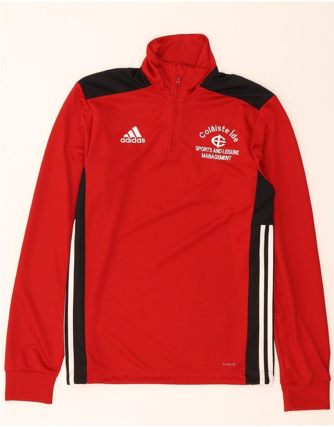 ADIDAS Mens Climalite Zip Neck Pullover Tracksuit Top XS Red Colourblock Vintage Adidas and Second-Hand Adidas from Messina Hembry 